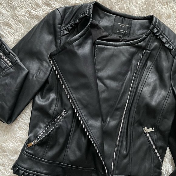 Zara Ruffled Faux Leather Jacket - Trafaluc - Picture 2 of 15